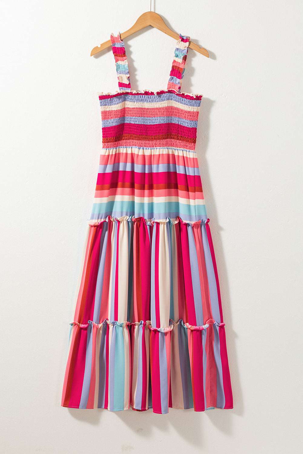 Red Stripe Ruffled Straps Dress - Catherine Martin