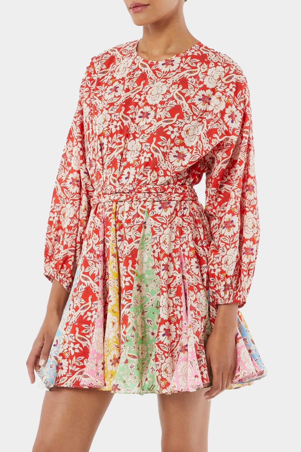 Red Floral Pleated Dress - Catherine Martin