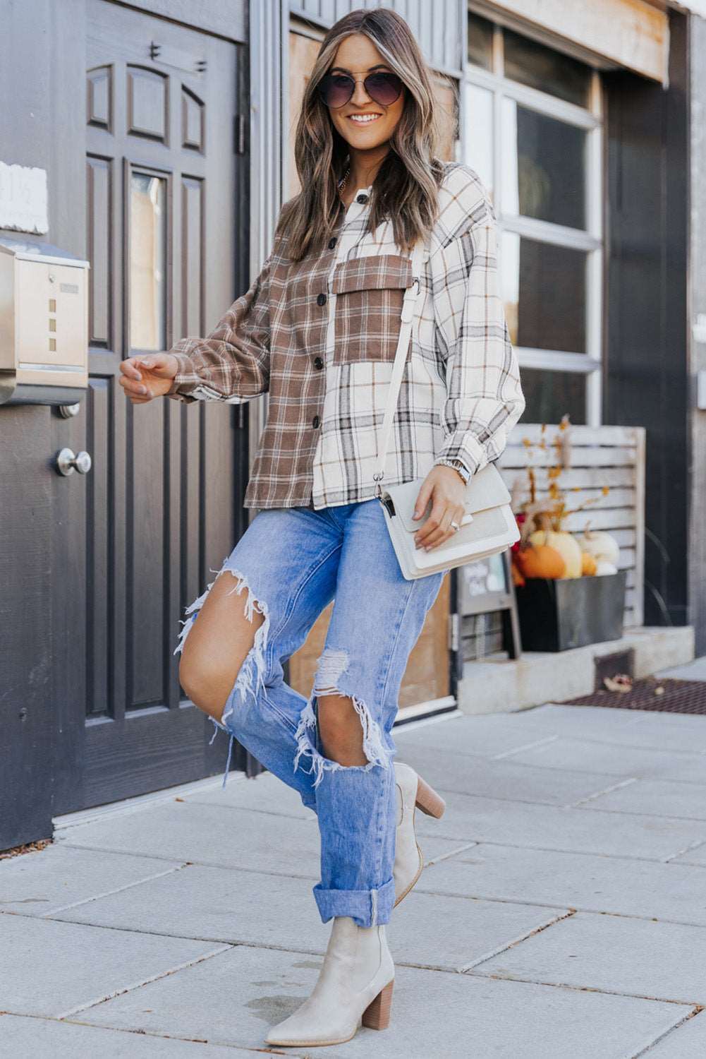 Brown and White Plaid Shacket - Catherine Martin