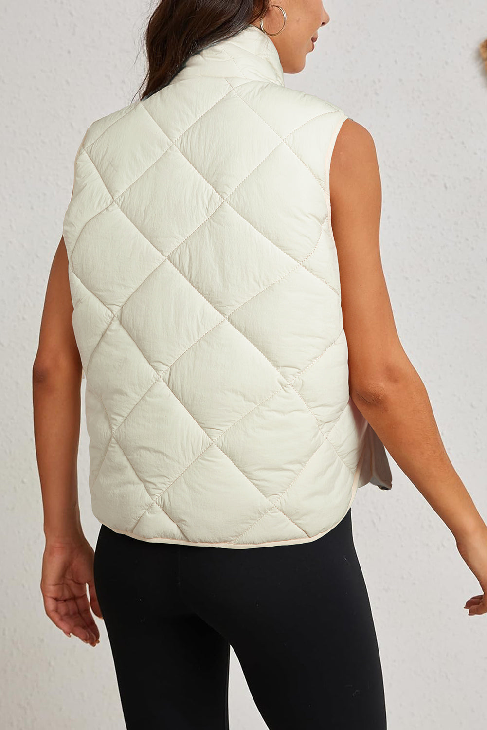 Beige Quilted Pocket Vest Coat - Catherine Martin