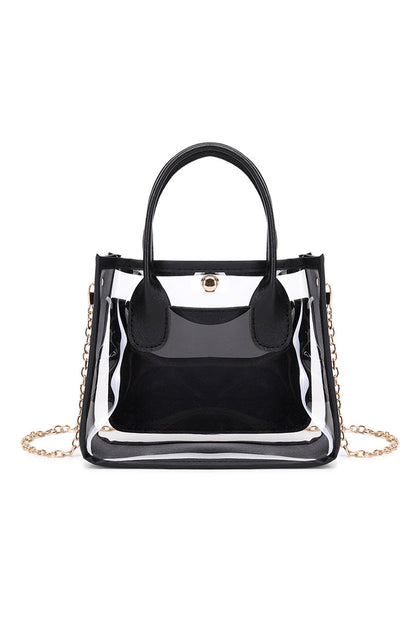 Black Chain Strap Clear Shoulder Bag - Catherine Martin