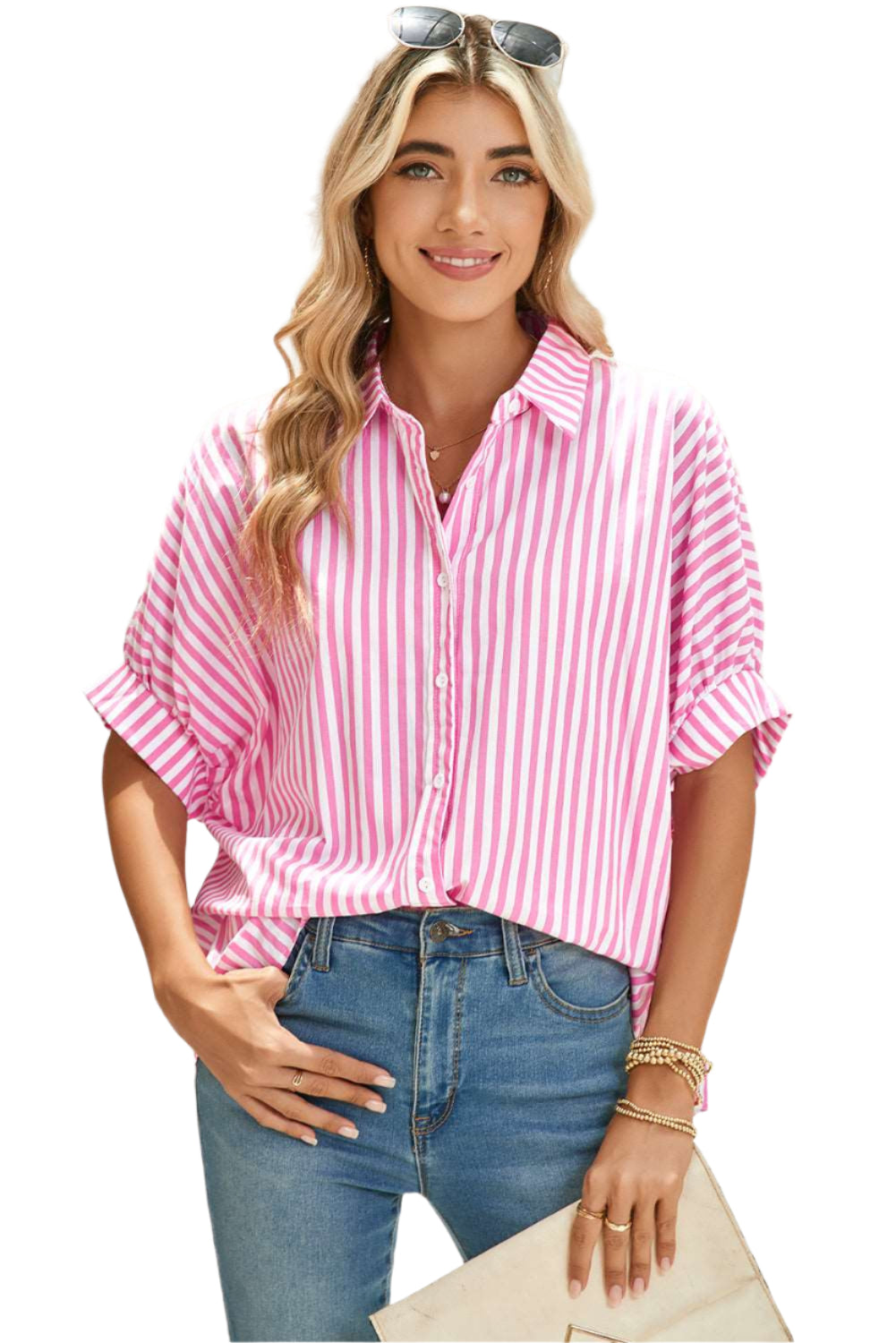 Sky Blue Stripe Oversized Blouse - Catherine Martin