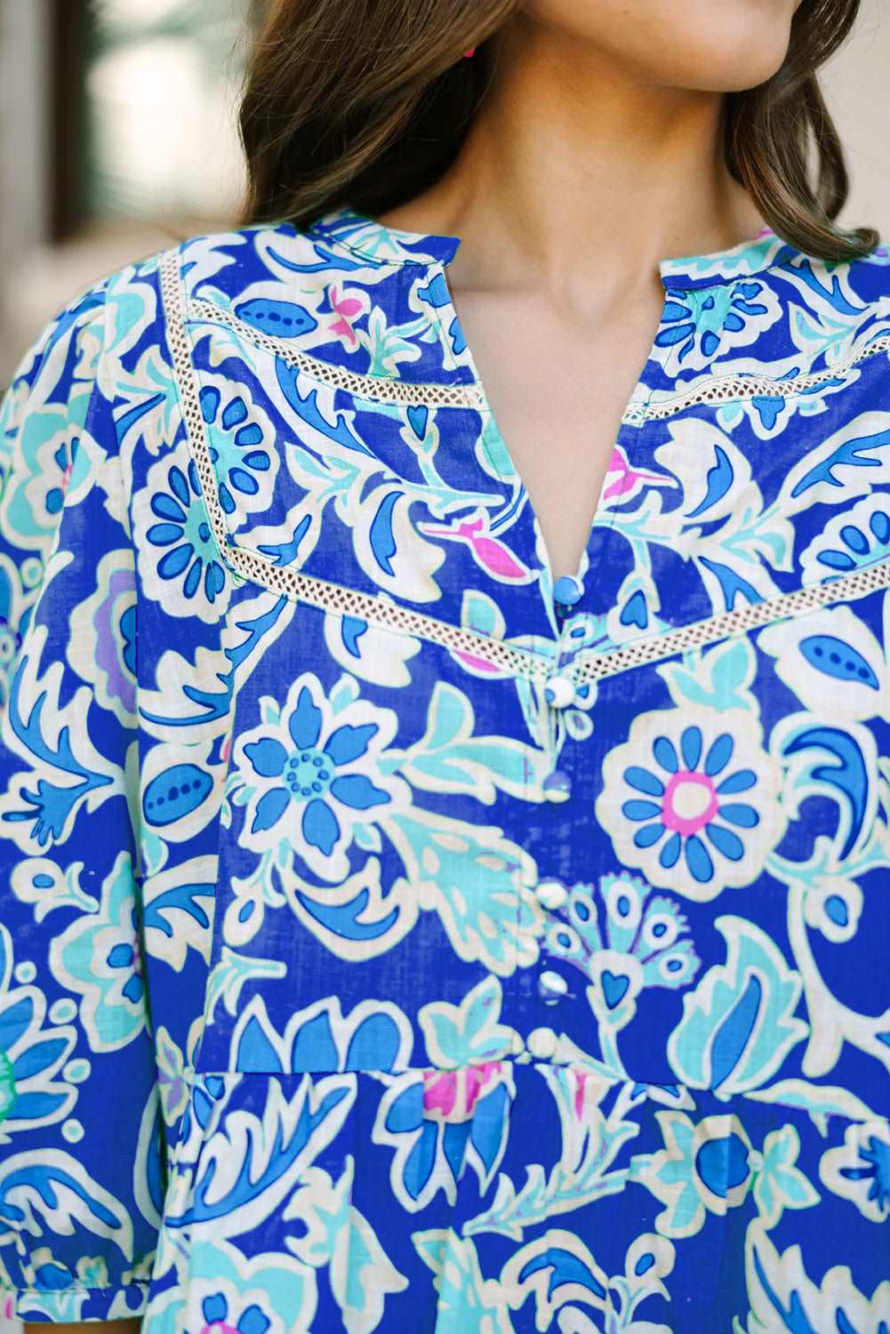 Blue Floral Peplum Blouse - Catherine Martin