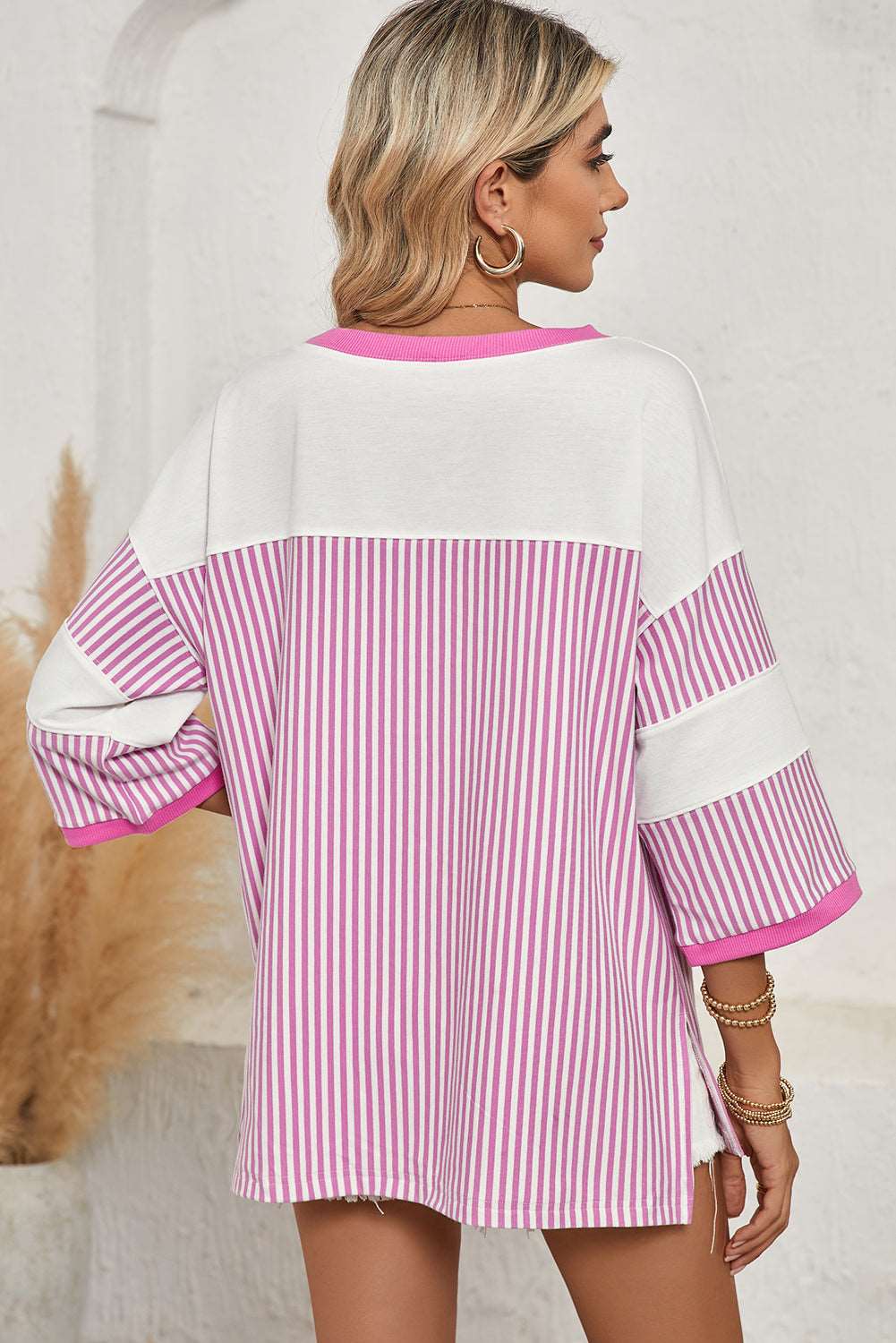 Striped Patchwork Oversized Tee - Catherine Martin