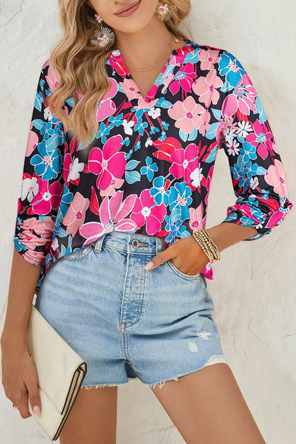 Pink Floral V Neck Blouse - Catherine Martin