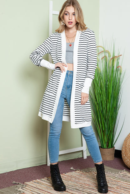 White Striped Long Cardigan - Catherine Martin