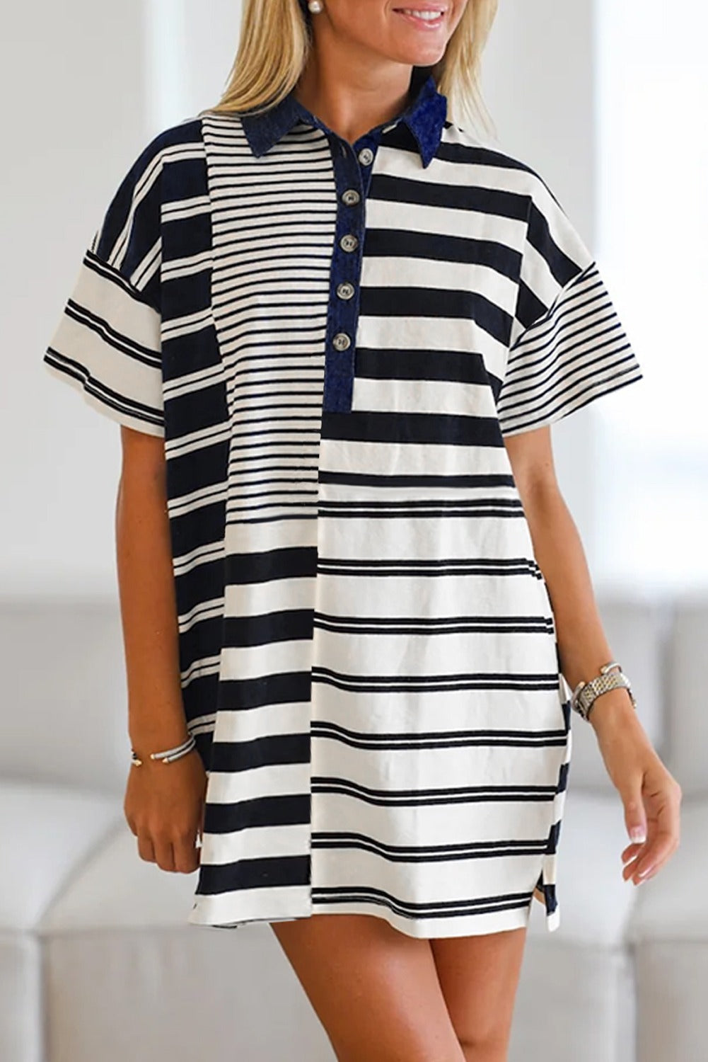 Black and White Striped Mini Dress - Catherine Martin