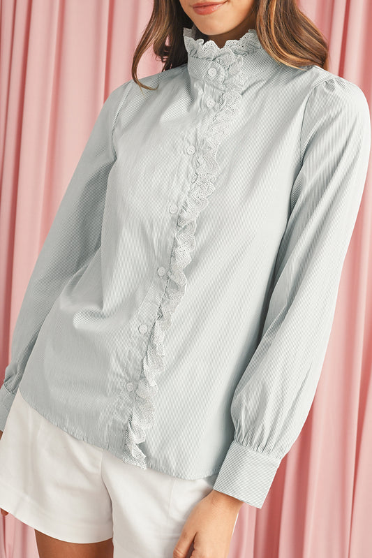 Blue Striped Shirt Lace Trim - Catherine Martin