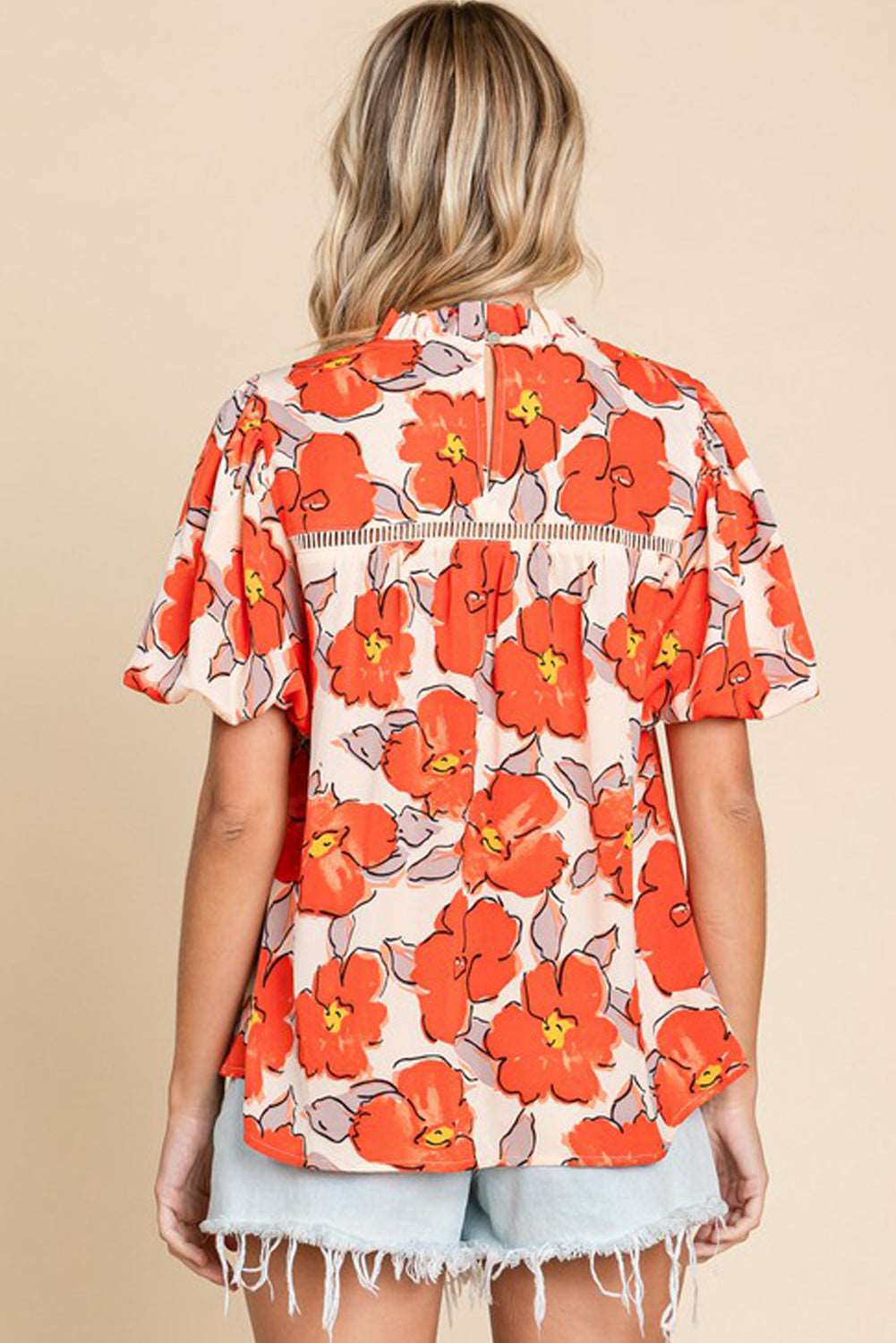 Orange Boho Floral  Blouse backside