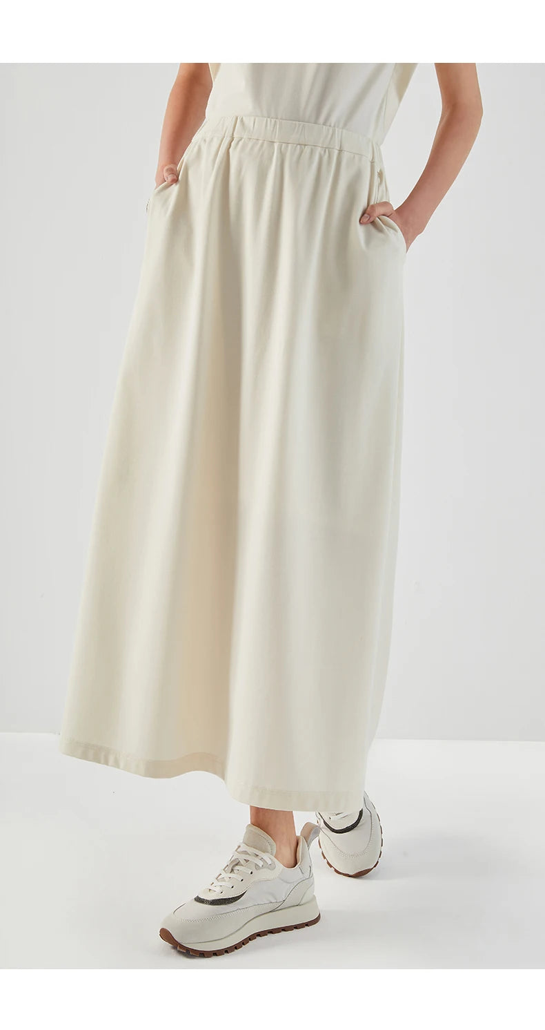 White Midi Skirt Pockets