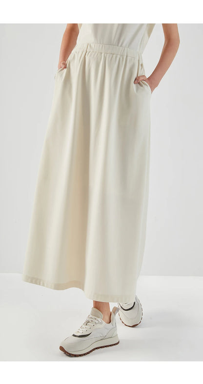 White Midi Skirt Pockets