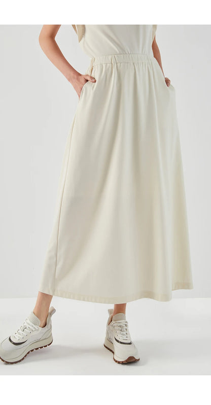 White Midi Skirt Pockets