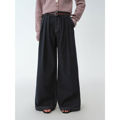 Firelady Fur Vintage Handmade Pleated Wide-Leg Stretch Jeans-1