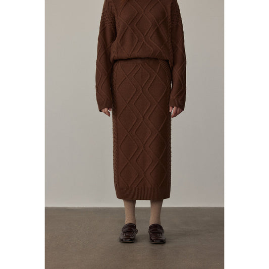Firelady Fur Australian Merino Wool Cable Knit Skirt-0