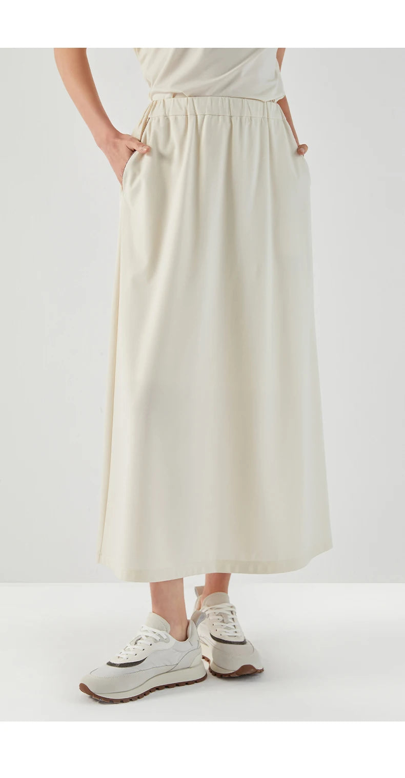 White Midi Skirt Pockets