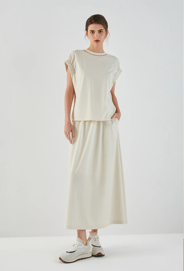 White Midi Skirt Pockets