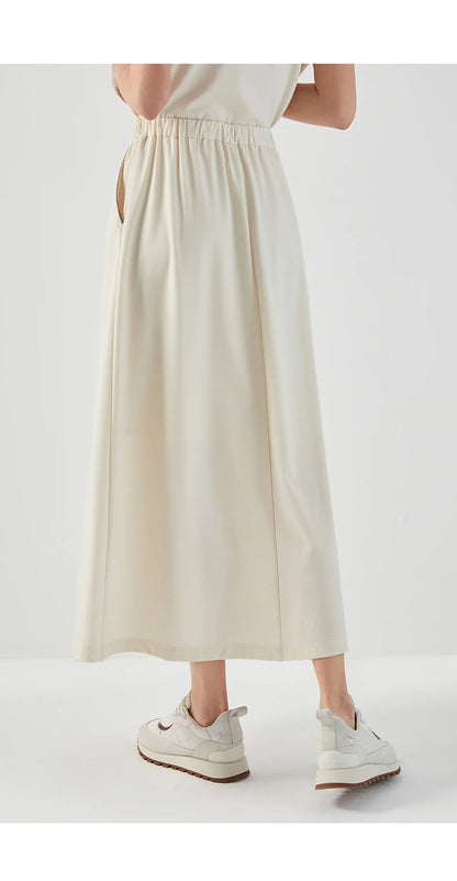 White Midi Skirt Pockets