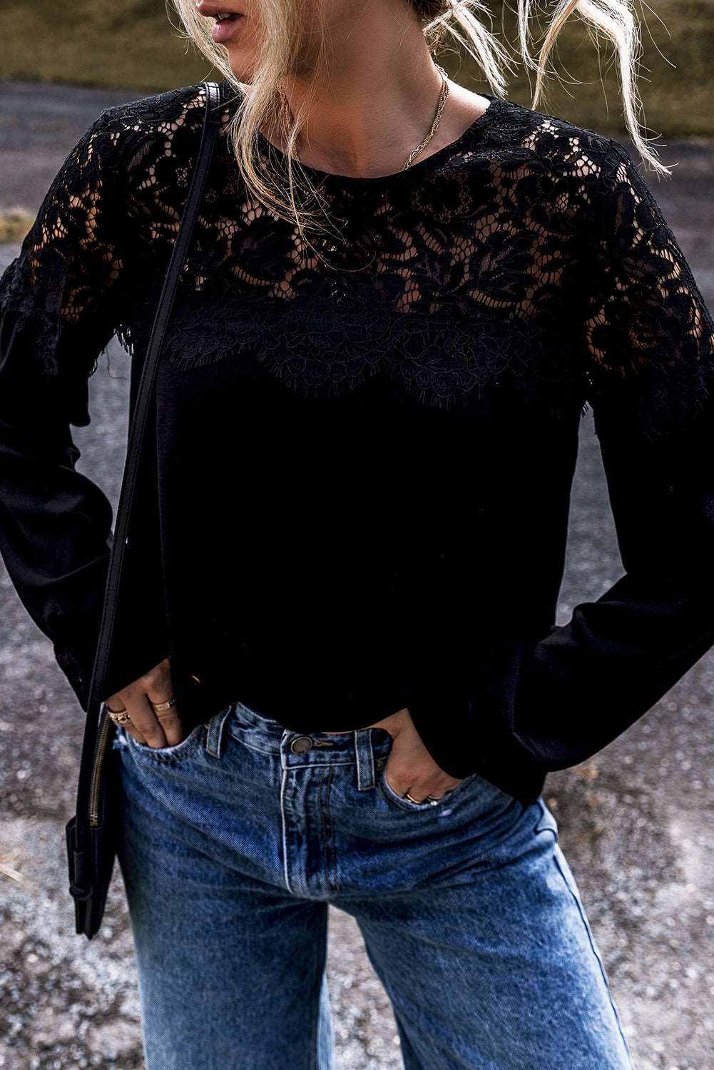 Black Lace Crochet Top - Catherine Martin