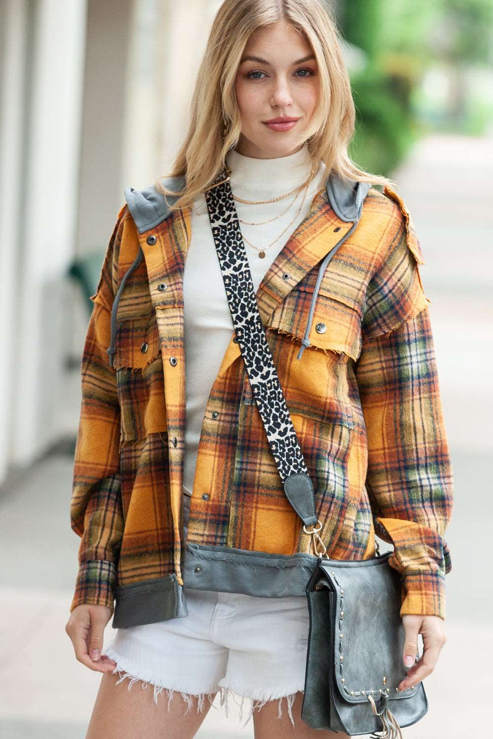 Orange Plaid Hooded Jacket - Catherine Martin