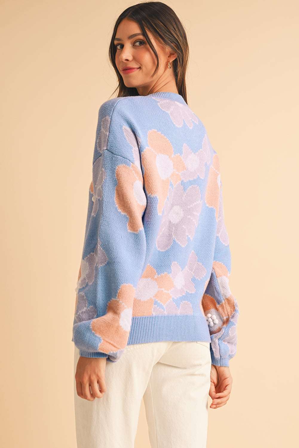 Blue Floral Knitted Sweater - Catherine Martin