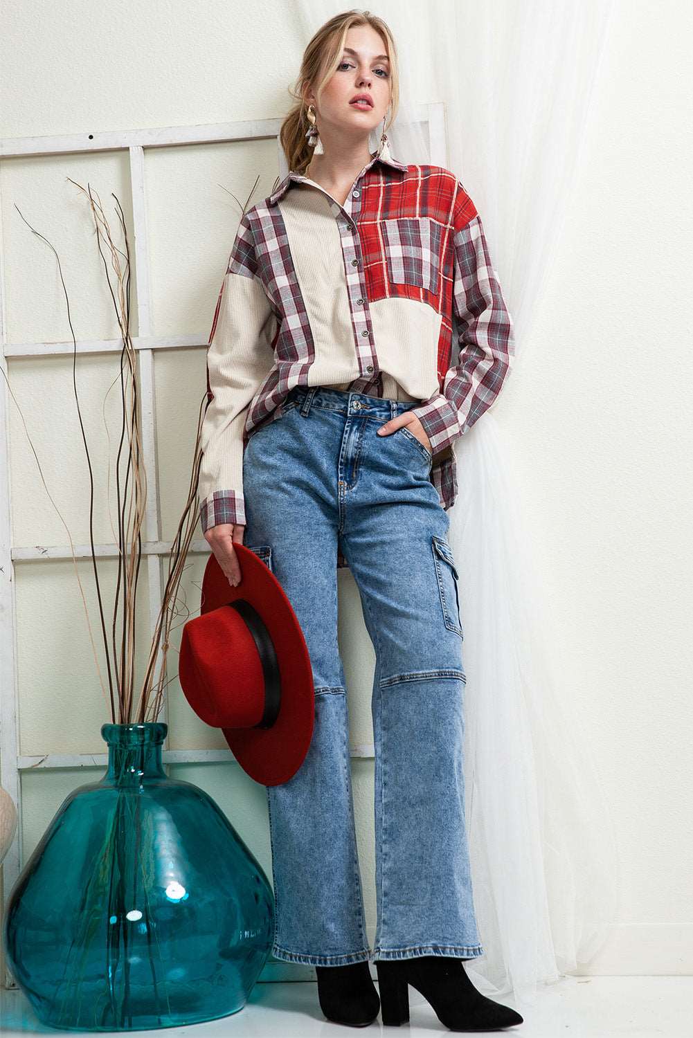 Red Plaid Corduroy Shacket - Catherine Martin