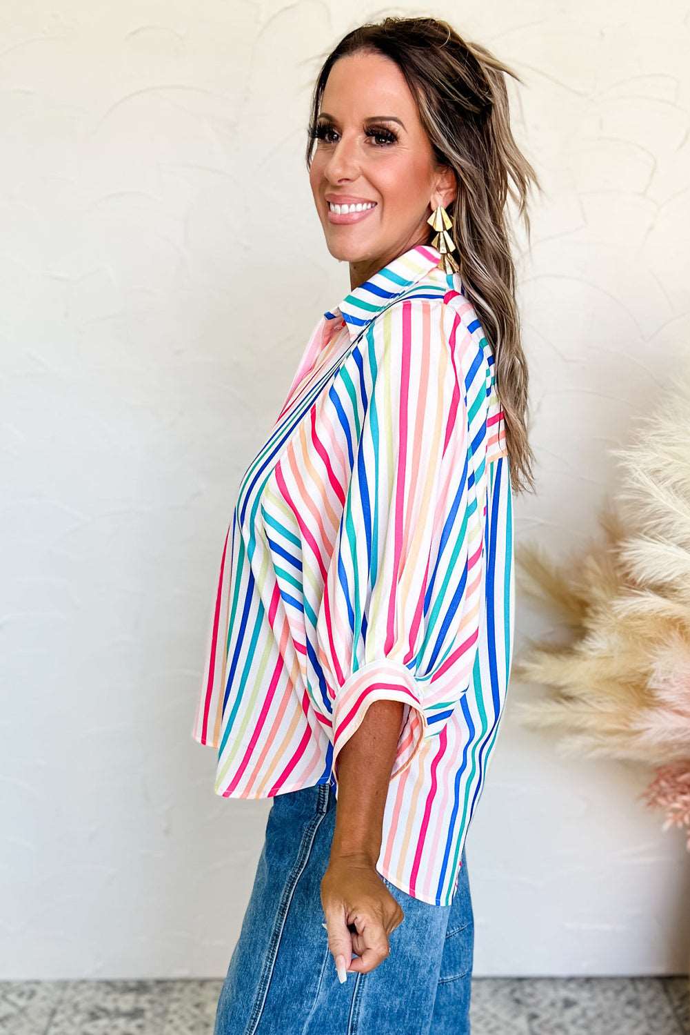 Pink Striped Shirt 3/4 Sleeve - Catherine Martin