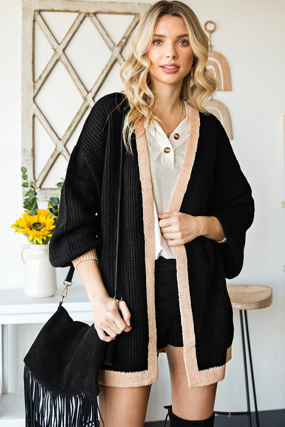 Black Knit Long Cardigan - Catherine Martin