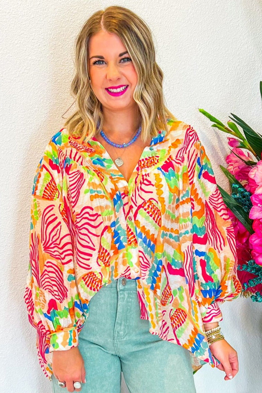 Orange Abstract Print Oversized Shirt -Catherine Martin