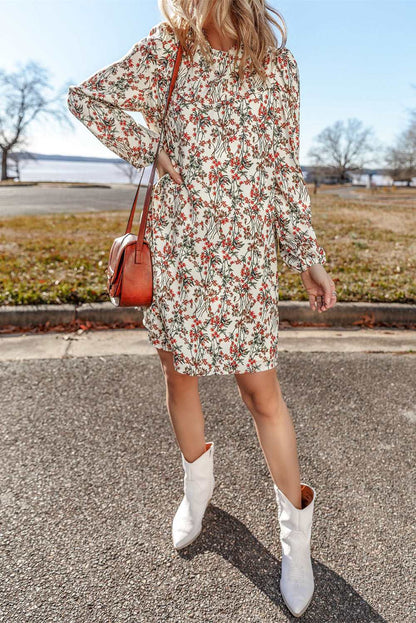 White Floral Long Sleeve Dress - Catherine Martin