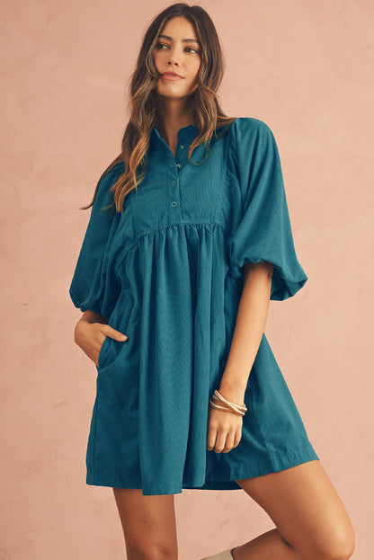 Blue Babydoll Dress Short Sleeve - Catherine Martin