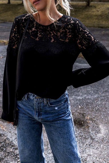 Black Lace Crochet Top - Catherine Martin