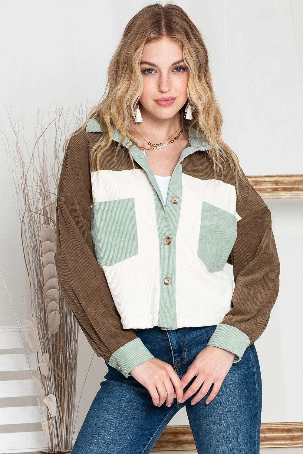 Color Block Cropped Corduroy Jacket - Catherine Martin