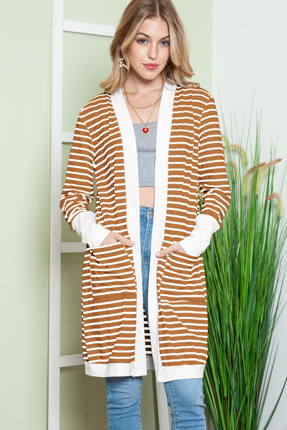 Brown Striped Long Cardigan - Catherine Martin