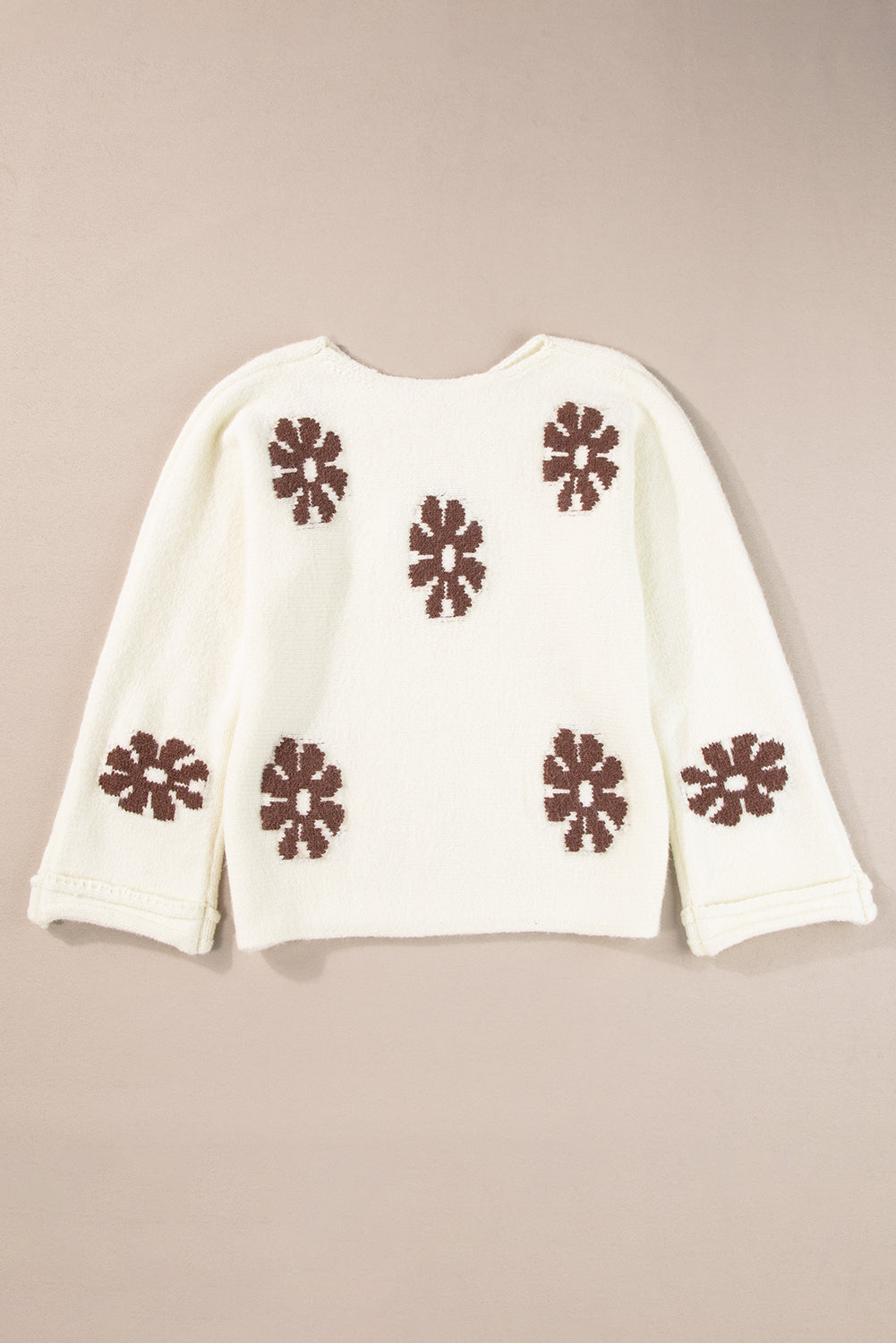 White 60s Flower Sweater