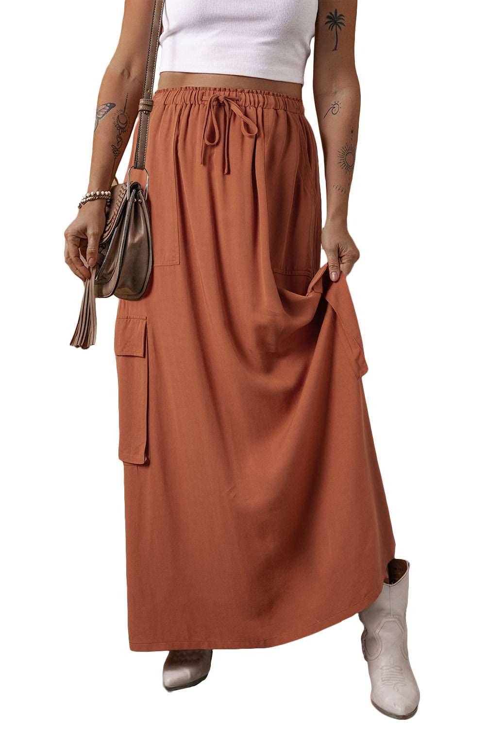 Chestnut Drawstring Waist Skirt - Catherine Martin