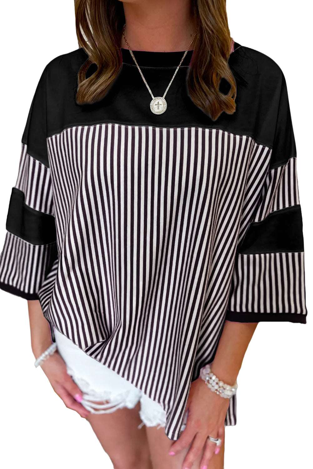 Striped Patchwork Oversized Tee - Catherine Martin