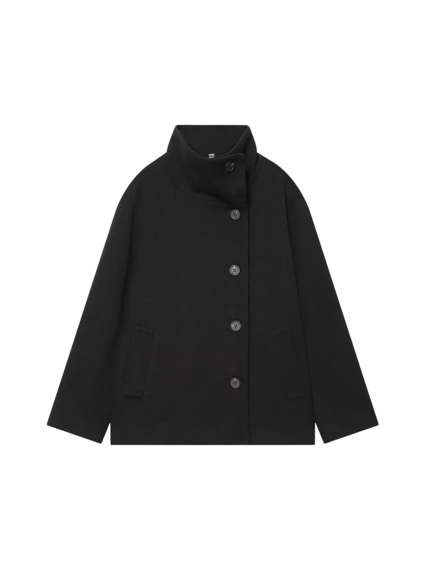 Black coat with buttons on a white background