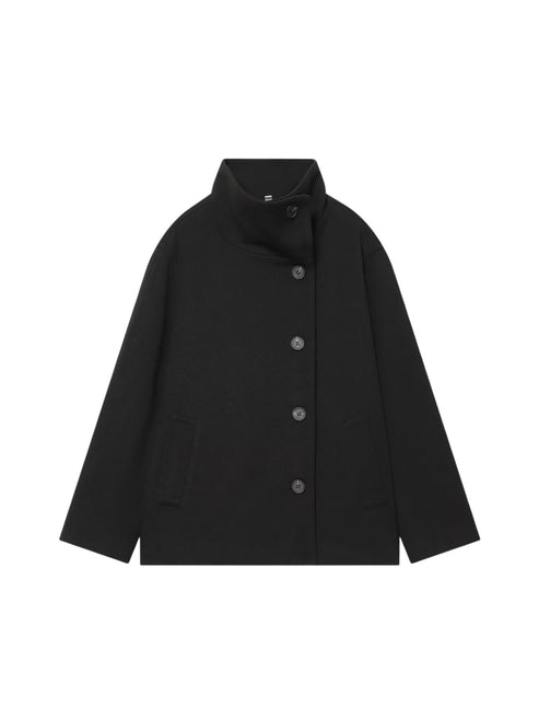 Black coat with buttons on a white background