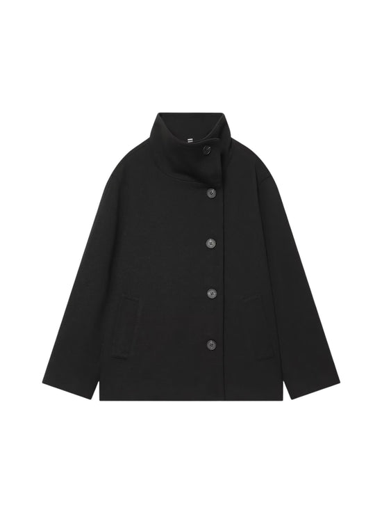 Black coat with buttons on a white background