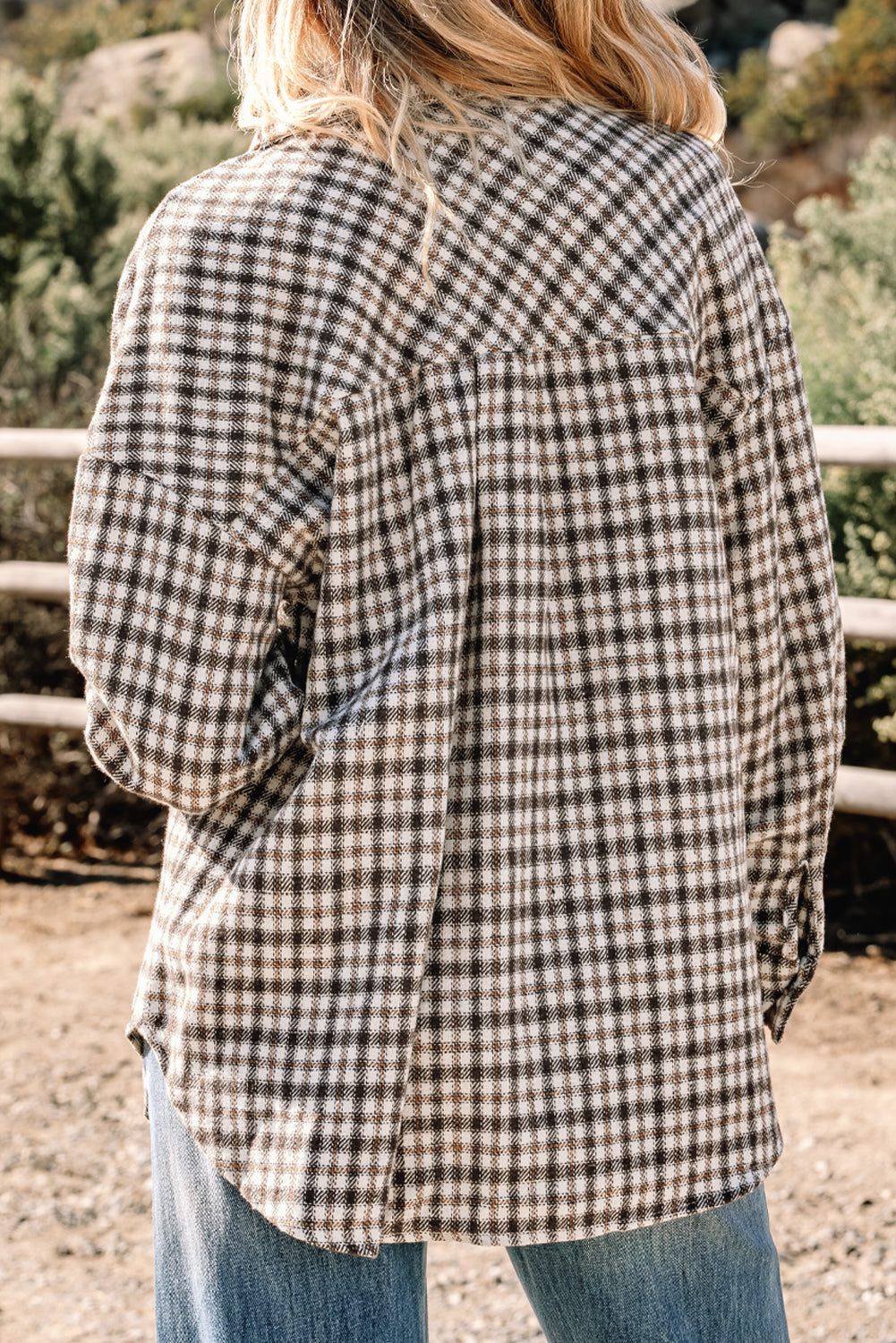 Contrast Corduroy Check Shacket