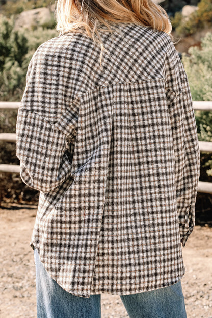 Contrast Corduroy Check Shacket