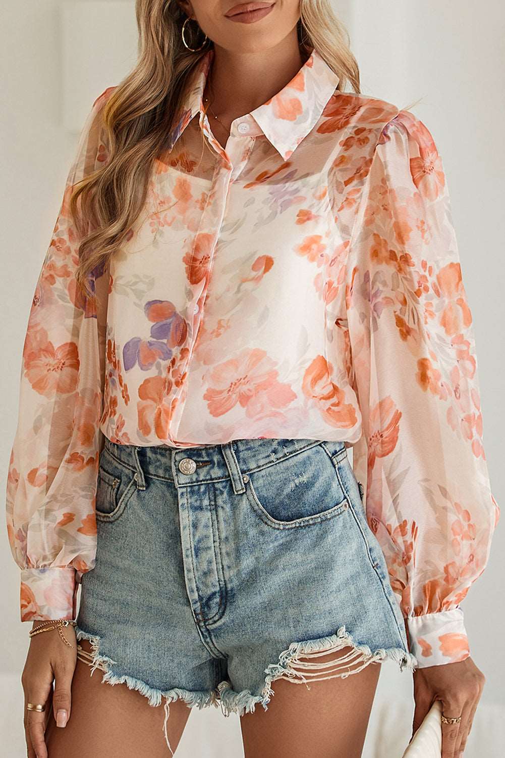 White Floral Print Loose Shirt - Catherine Martin