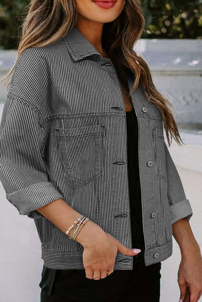 Stripe Washed Denim Jacket - Catherine Martin