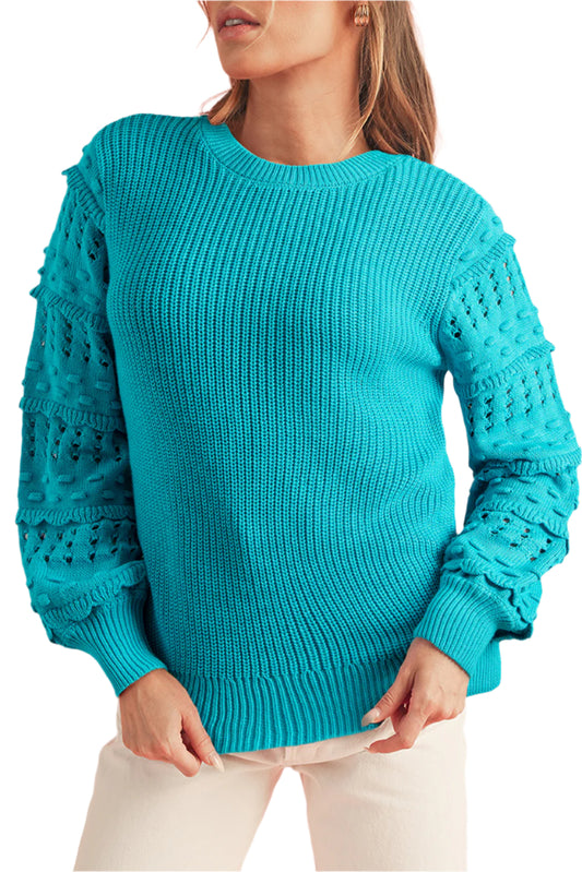 Turquoise Textured Sleeve Knit Jumper - Catherine Martin