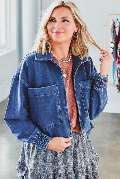 denim crop jacket 