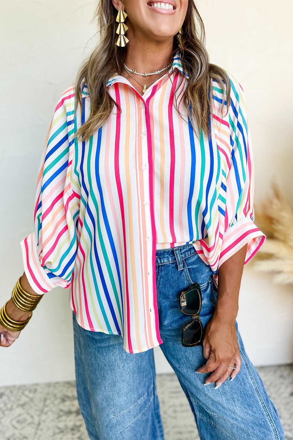 Pink Striped Shirt 3/4 Sleeve - Catherine Martin