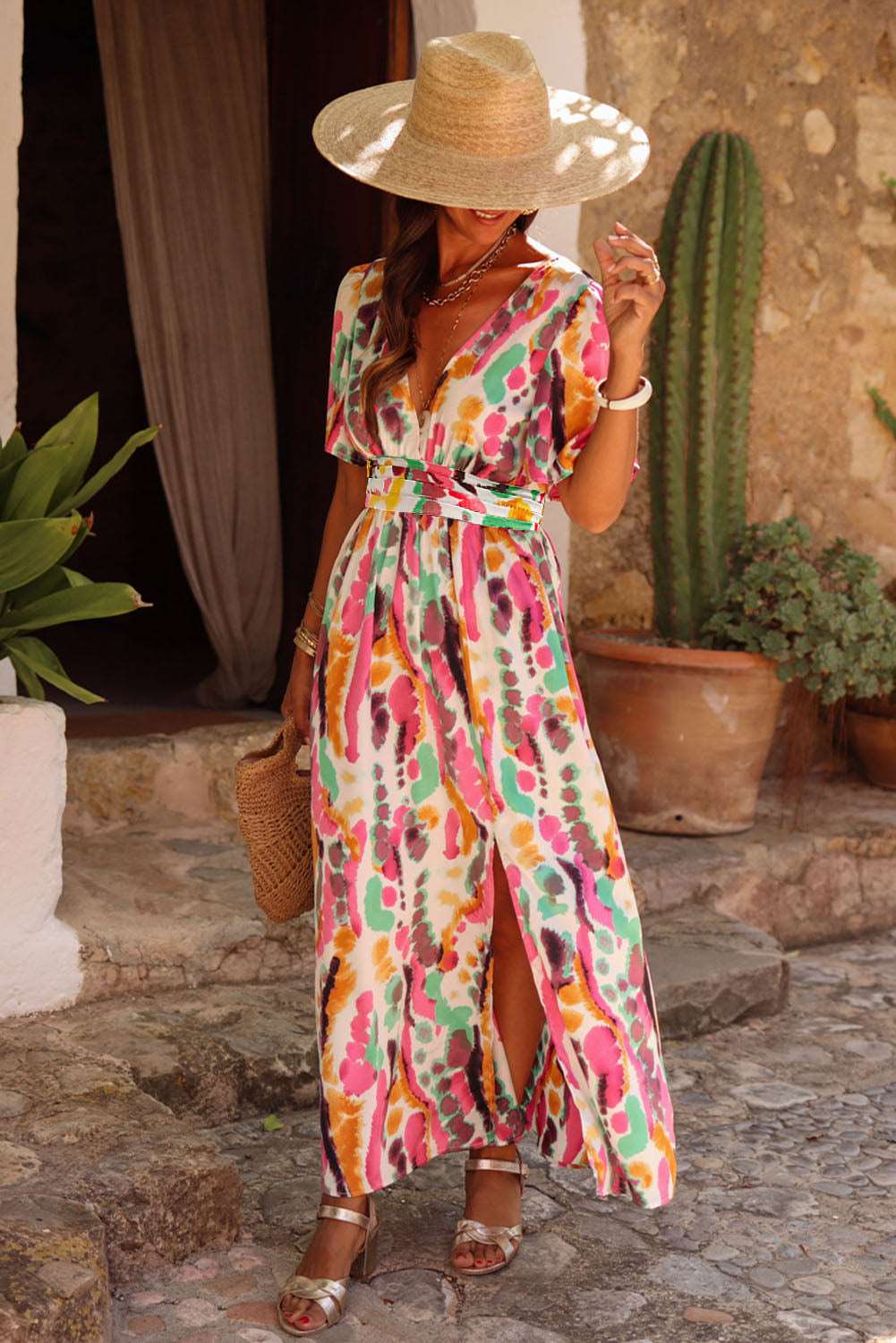 Pink Tie Dye Split Maxi Dress - Catherine Martin