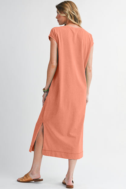 Everyday Cotton Slit Midi Dress