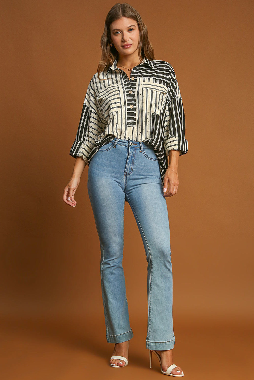 Black and Beige Striped Shirt - Catherine Martin