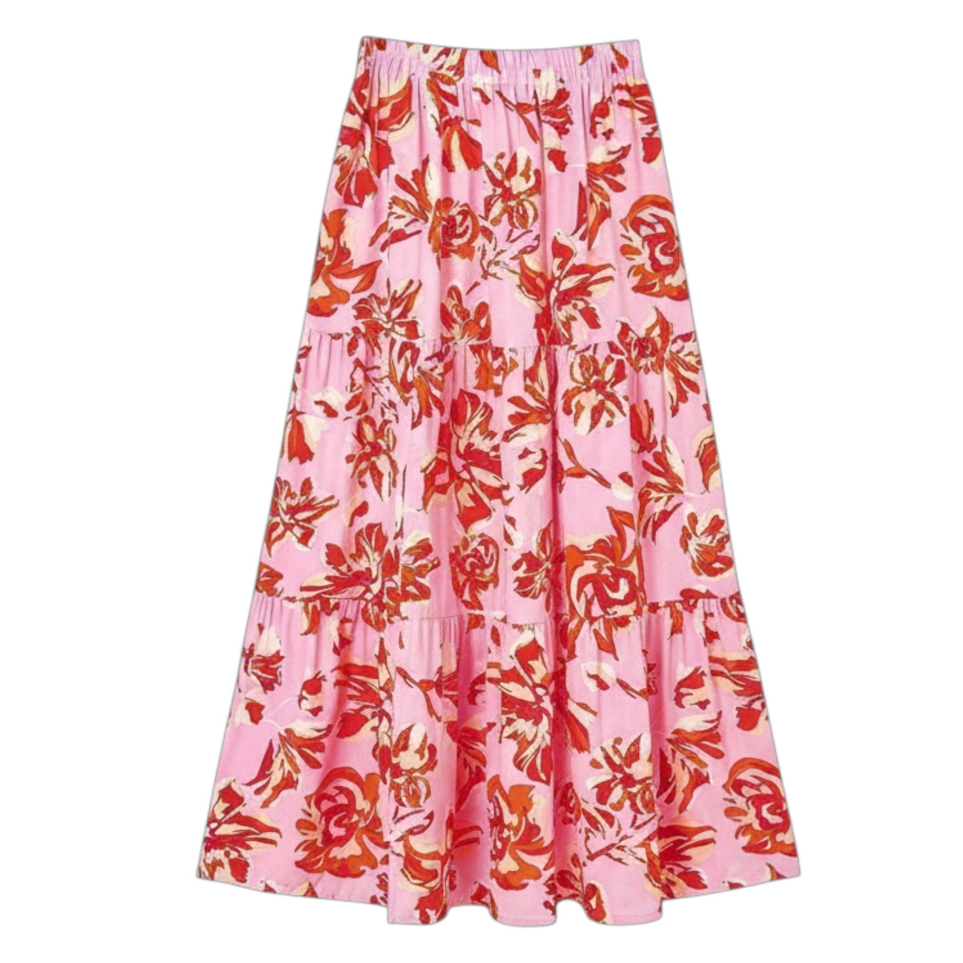 Floral patterned skirt on a white background